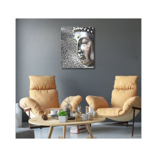 Zilveren Boeddha Gezicht Canvas Print