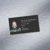 Zilveren Boeddha hoofdbeeld met Lotus bloemen Visitekaartje Magneet (Voorbeeld)