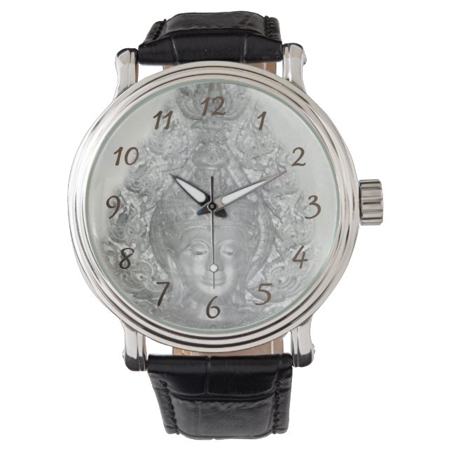 zilveren boeddha horloge (Voorkant)
