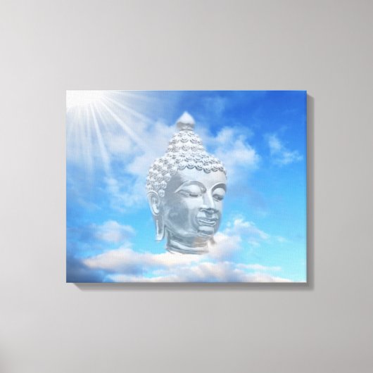 zilveren boeddha in de lucht canvas afdruk (Voorkant)