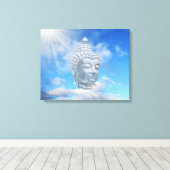 zilveren boeddha in de lucht canvas afdruk (Insitu (Houten vloer))