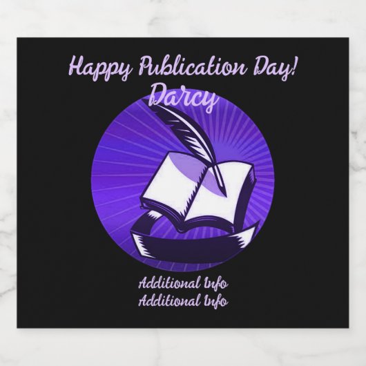 Zilveren boek en quill sparkling wijnetiket (Enkel label)