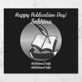 Zilveren boek en quill sparkling wijnetiket (Enkel label)