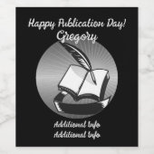 Zilveren boek en quill wijn etiket (Enkel label)