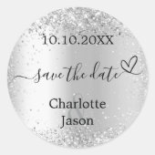 Zilveren boho bruiloft Save the Date Ronde Sticker (Voorkant)