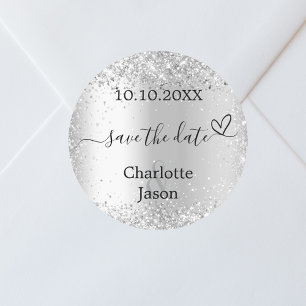 Zilveren boho bruiloft Save the Date Ronde Sticker
