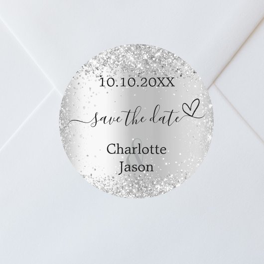 Zilveren boho bruiloft Save the Date Ronde Sticker