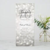 Zilveren Bokeh 70e verjaardagsprogramma menu Kaart (Staand voorkant)