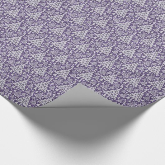 Zilveren bomen op een Paarse glitterachtergrond Cadeaupapier (Hoek)