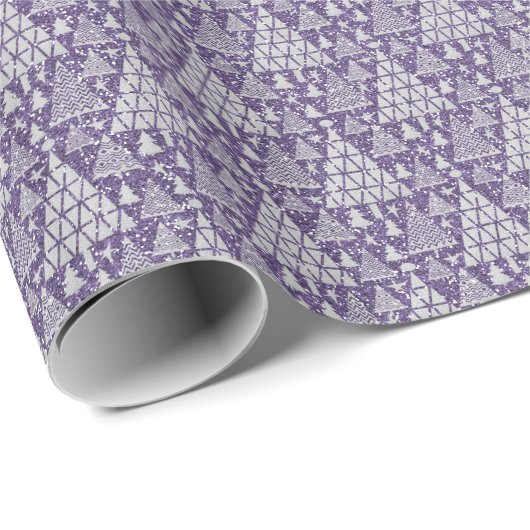 Zilveren bomen op een Paarse glitterachtergrond Cadeaupapier (Rol Hoek)