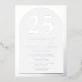 Zilveren Boog 25e Huwelijksjubileum Zilver Folie Uitnodiging (Voorkant)