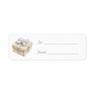 Zilveren Boog Crème Cadeau Kerst Etiket
