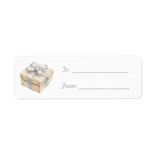 Zilveren Boog Crème Cadeau Kerst Etiket (Voorkant)