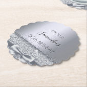 Zilveren boog elegant verjaardagsfeestje kartonnen onderzetters (Gekanteld)
