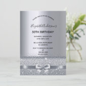 Zilveren boog elegante verjaardag kaart (Staand voorkant)