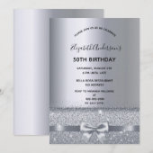 Zilveren boog elegante verjaardag kaart (Voorkant / Achterkant)