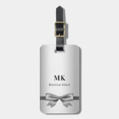 Zilveren boog monogram initialen elegant bagagelabel (Voorkant verticaal)
