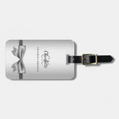 Zilveren boog monogram initialen elegant bagagelabel (Voorkant horizontaal)