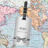 Zilveren boog monogram initialen elegant bagagelabel