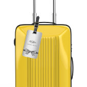 Zilveren boog monogram initialen elegant bagagelabel