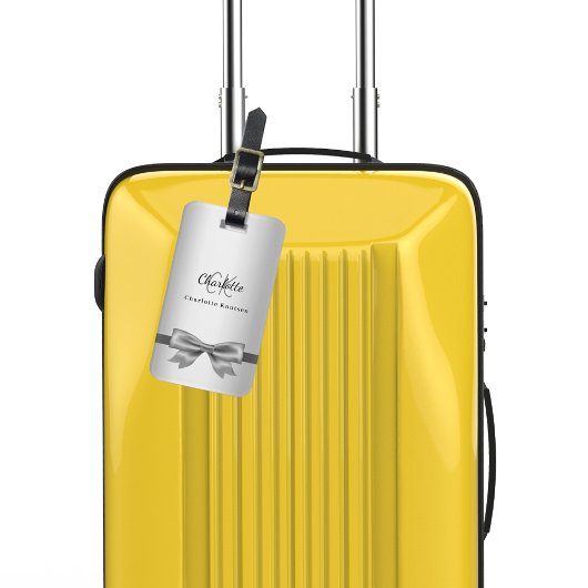 Zilveren boog monogram initialen elegant bagagelabel