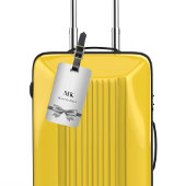 Zilveren boog monogram initialen elegant bagagelabel