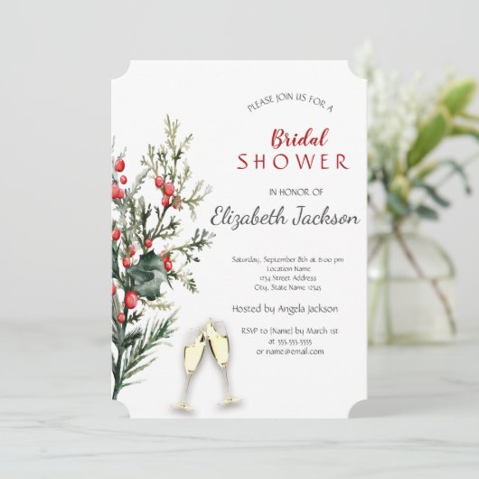 Zilveren Boomtakken, Bruidsdouche met Wijnglas Kaart (Staand voorkant)