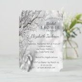 Zilveren Boomtakken, Wijn Glas Bruidsmeisjesfeest Kaart (Staand voorkant)