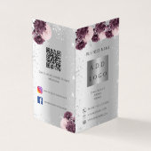 Zilveren bordeaux bloemen zakelijke brochure kaart (Buitenkant)