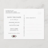 Zilveren bordeaux blozen bruiloft Save the Date Aankondigingskaart (Achterkant)