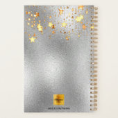 Zilveren bordeauxrode bloemen gouden sterren planner (Achterkant)