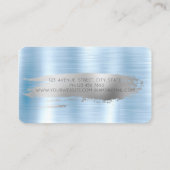 Zilveren borstelslag, glitter cupcakes blauw metaa visitekaartje (Achterkant)