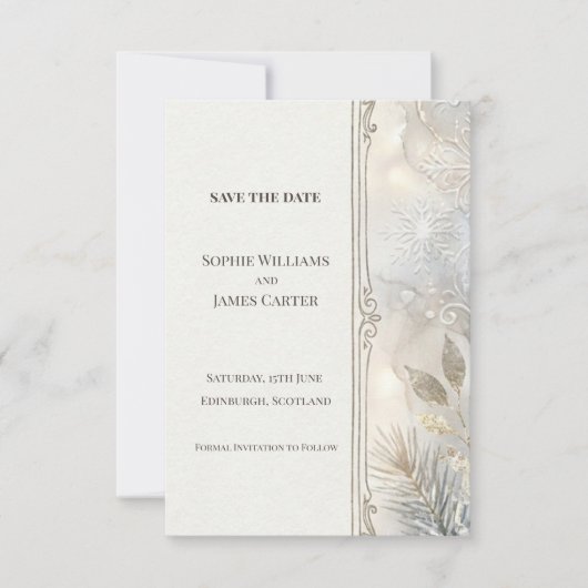 Zilveren Botanische Art Deco Save The Date Kaart (Voorkant)