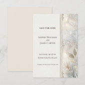 Zilveren Botanische Art Deco Save The Date Kaart (Voorkant / Achterkant)