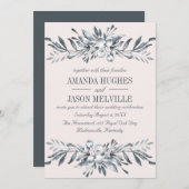 zilveren botanische | Bloemenkrans bruiloft ROZE Kaart (Voorkant / Achterkant)