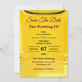 Zilveren Boter Gele Moderne Trouwkaart Bewaar De D Save The Date