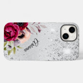 Zilveren Bourgondische bloemen naam Case-Mate iPhone Case (Achterkant (horizontaal))