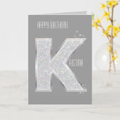 Zilveren Brief K Kaart (Gele Bloem)