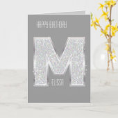 Zilveren Brief M Kaart (Gele Bloem)