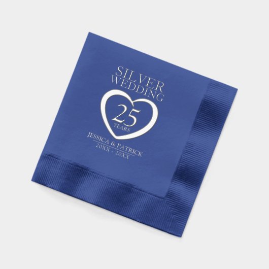 Zilveren bruiloft 25 jaar aangepaste verjaardag folie servetten (Links)