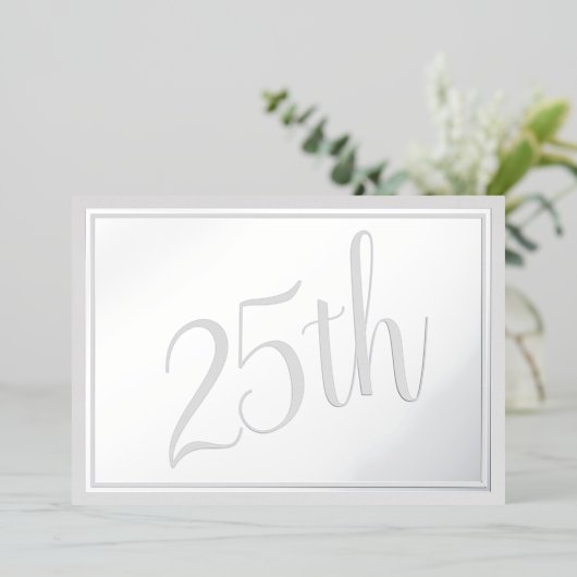 Zilveren Bruiloft 25 Jaar Jubileum Folie Uitnodigi Uitnodiging (Staand Voorkant)