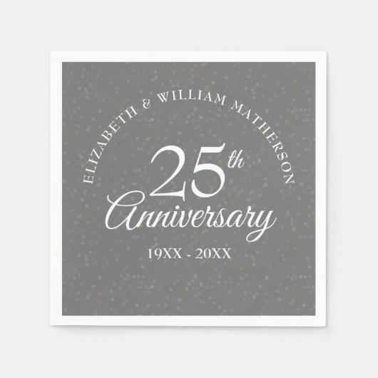 Zilveren bruiloft 25e Jubileum Stardust Confetti Servet (Voorkant)