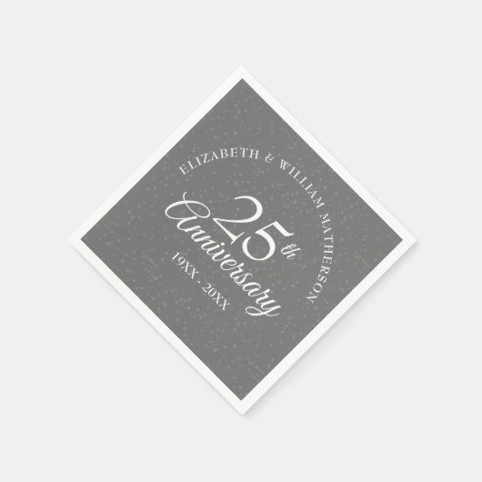 Zilveren bruiloft 25e Jubileum Stardust Confetti Servet (Hoek)