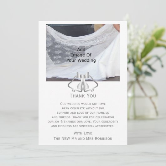 Zilveren bruiloft Bedankt Card Bells en Ribbon (Staand voorkant)
