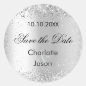 Zilveren bruiloft Bewaar de datum Ronde Sticker (Voorkant)