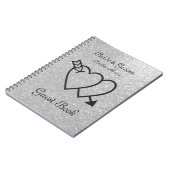 Zilveren bruiloft gastenboek | Dubbel hart en pijl Notitieboek (Linkerzijde)