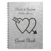 Zilveren bruiloft gastenboek | Dubbel hart en pijl Notitieboek (Voorkant)