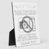 Zilveren bruiloft Geen telefoons of camera's Fotoplaat (Zijkant)