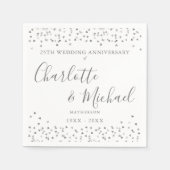 Zilveren Bruiloft Handtekening Zilveren Hartjes Co Servet (Voorkant)