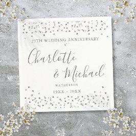 Zilveren Bruiloft Handtekening Zilveren Hartjes Co Servet